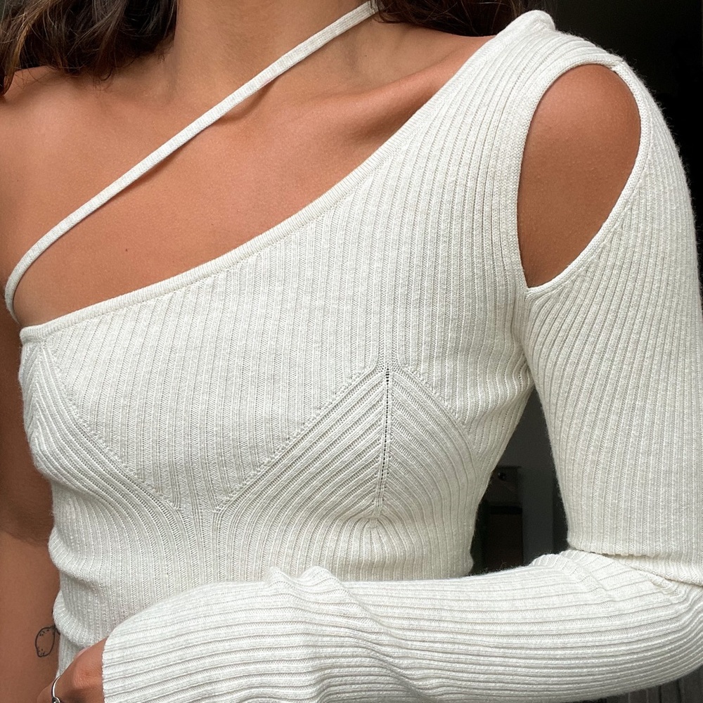 Revolve Hours ribbed Cut One Shoulder Sweater